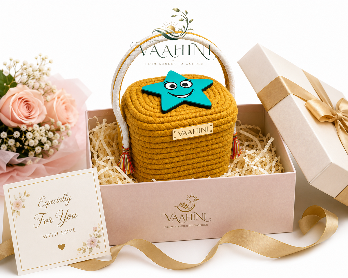 Vaahini Cotton Rope Gift Basket lifestyle collage