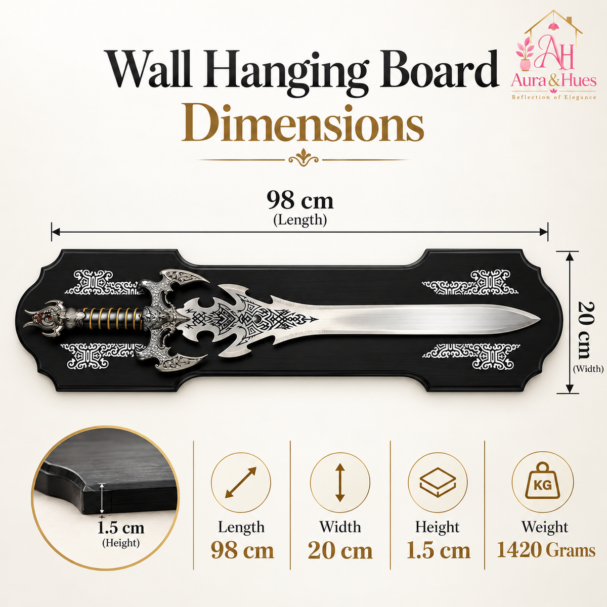 Swords - Fantasy Demon Sword with Wall Hanging Board