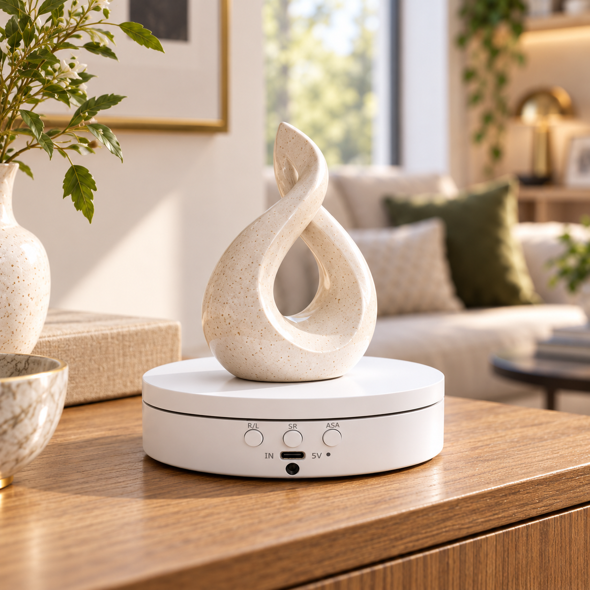 Aura & Hues 5.5-Inch 360 Degree Motorized Revolving Turntable Display Stand - White