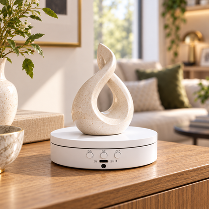 Aura & Hues 5.5-Inch 360 Degree Motorized Revolving Turntable Display Stand - White