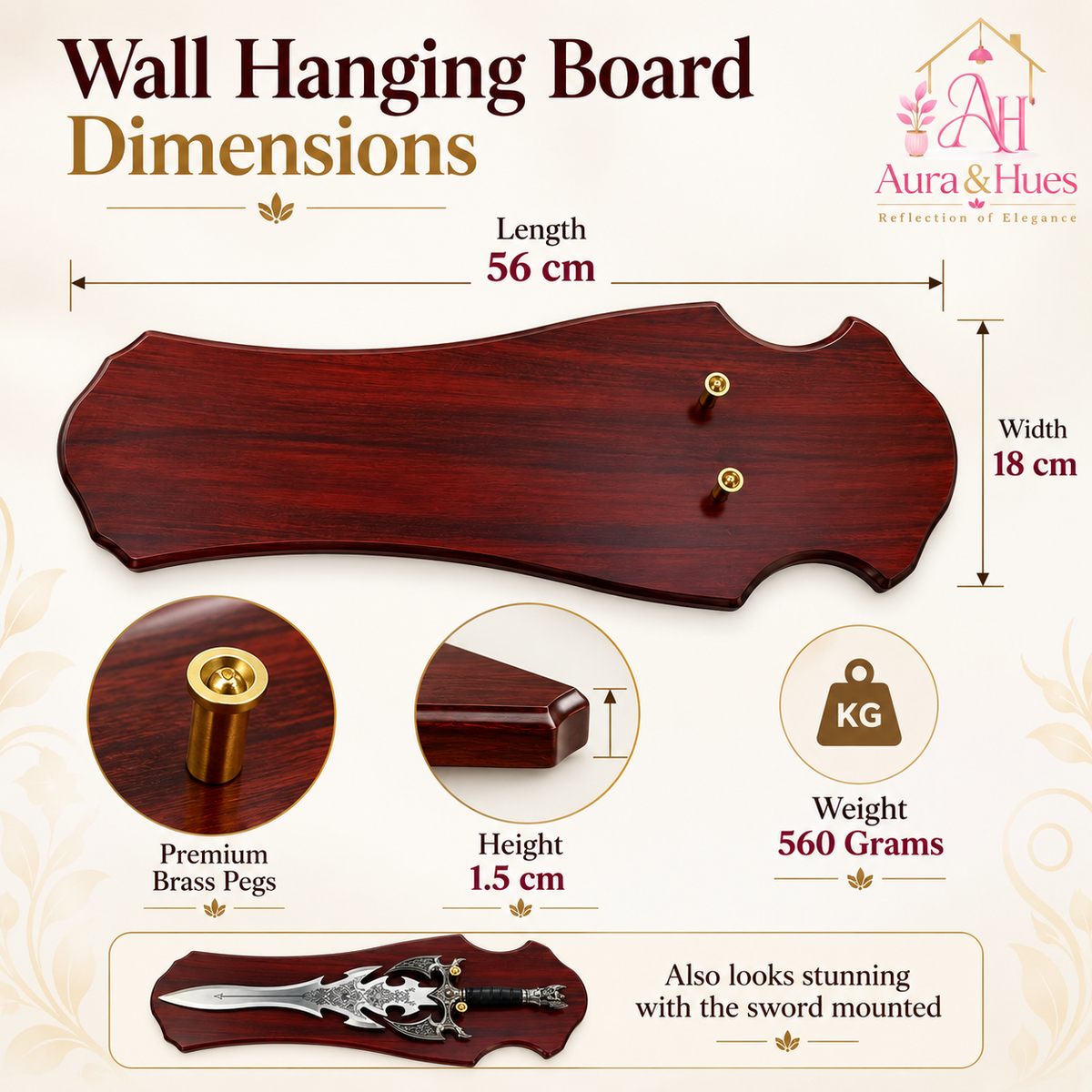 Swords - Fantasy Silver Head Sword with Wall Hanging Board