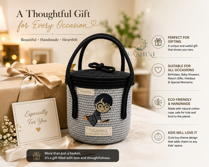Vaahini Cotton Rope Kids Basket - Usage as toy storage and room organiser