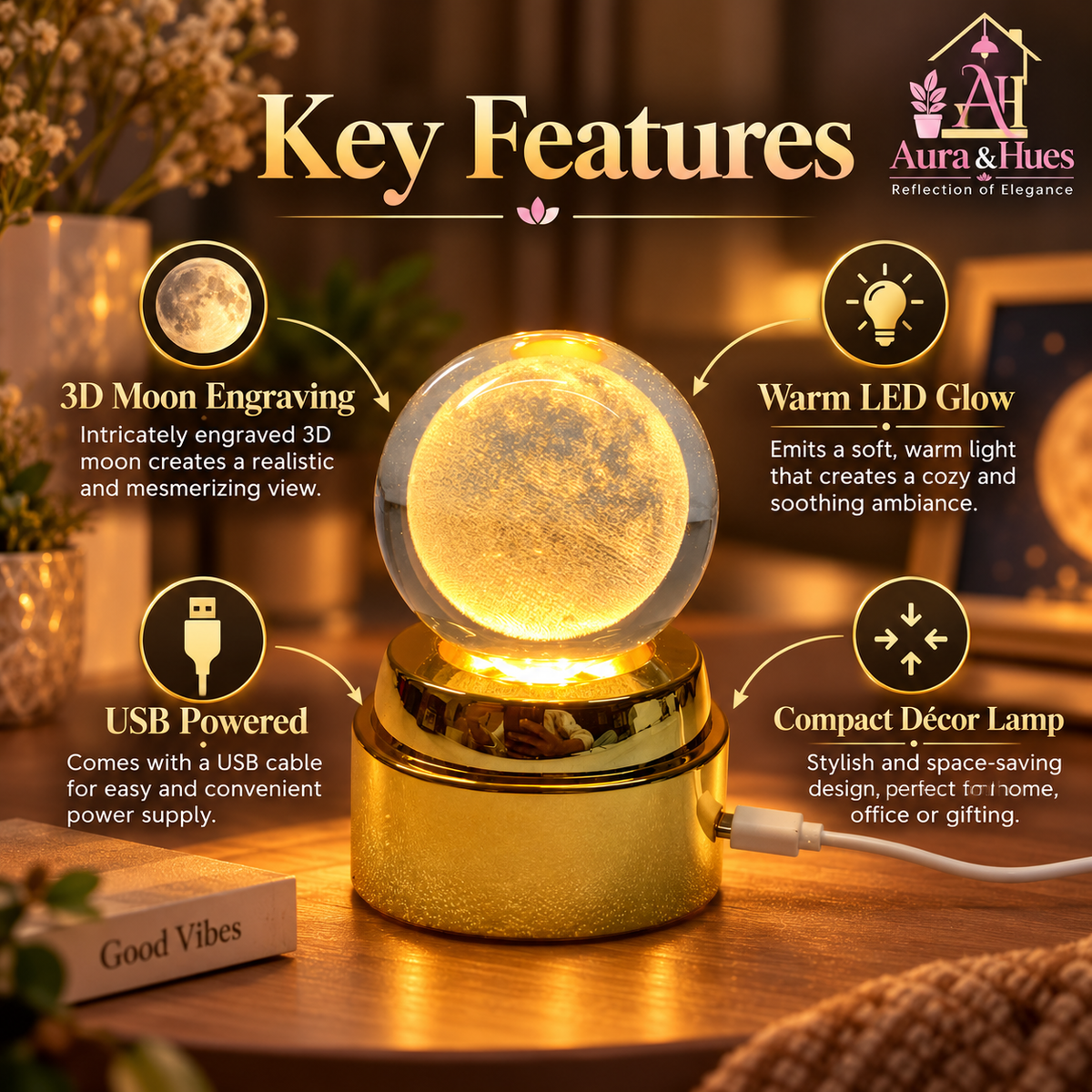 Crystal Ball Lamp(moon)