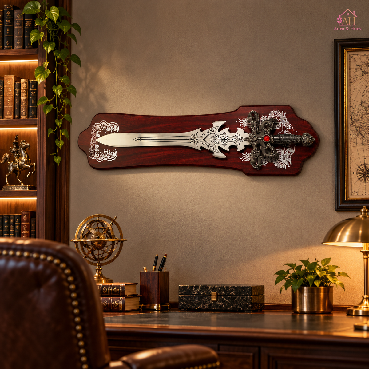 Swords - Fantasy Red Diamond Sword with Wall Hanging Board