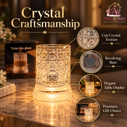 Aura & Hues Luxury Twist Whiskey Glass with Embossed Stars Pattern Single Cocktail and Rocks Tumbler for Home Bar and Gifting