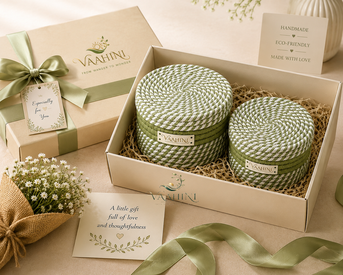 Vaahini Cotton Rope Baskets - Gift Ready Packaging with Card