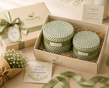 Vaahini Cotton Rope Baskets - Gift Ready Packaging with Card