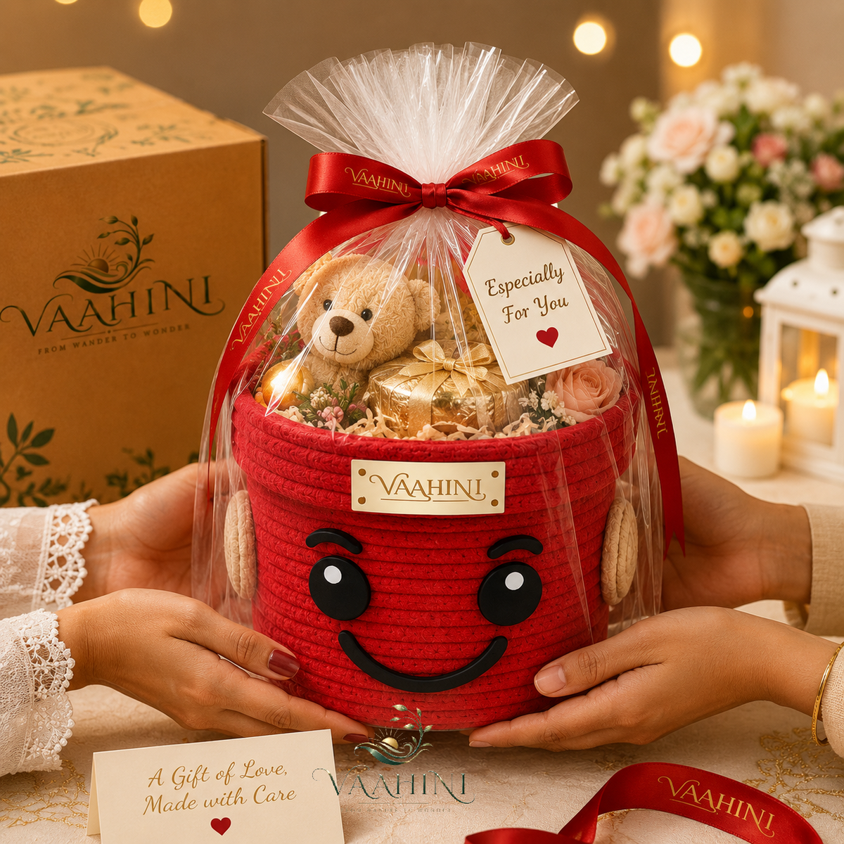 Vaahini Cotton Rope Smiley Basket - Gift Box Presentation