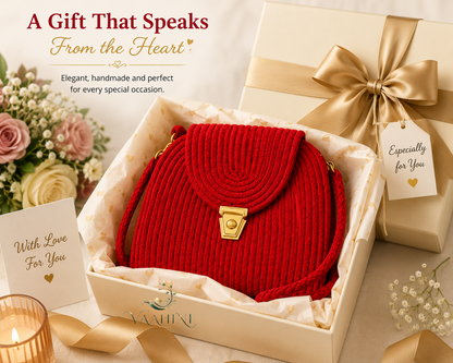 Vaahini Red Cotton Rope Sling Bag - Product Dimensions