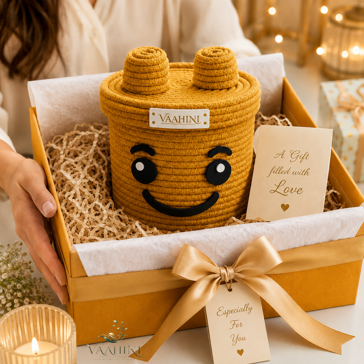 Vaahini Cotton Rope Smiley Basket - Lifestyle Decor