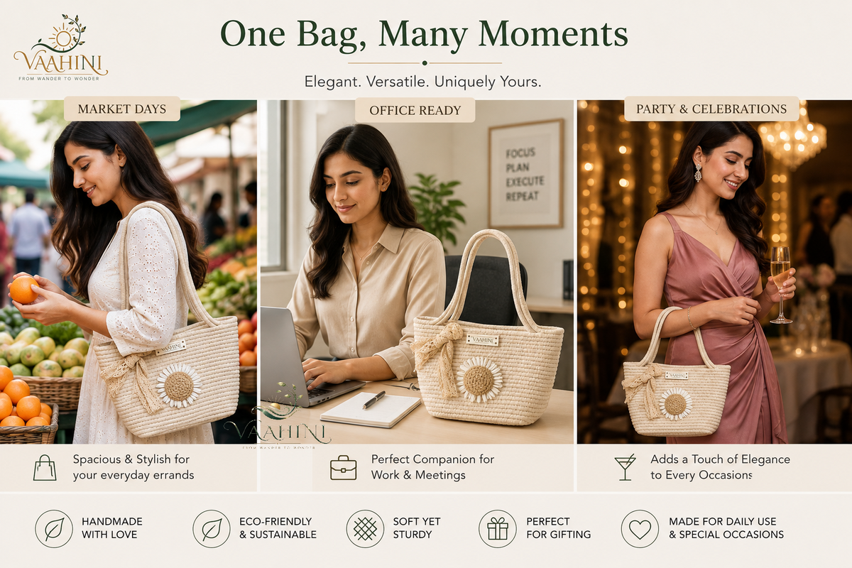 Vaahini Cotton Rope Daisy Handbag - Gift Packaging