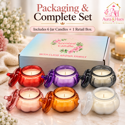 Candles in 6 Round Jars Set