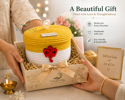 Vaahini Ganpati Cotton Rope Basket - Gift Box Presentation
