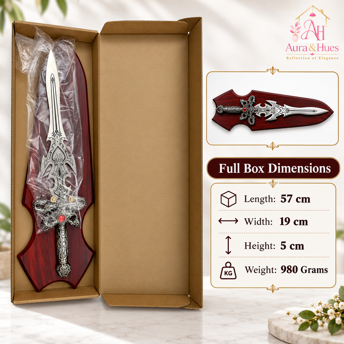 Swords - Fantasy Dragon Guard Red Diamond Sword with Wall Hanging Board