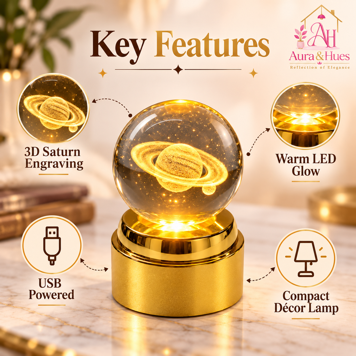 Crystal Ball Lamp(Saturn)
