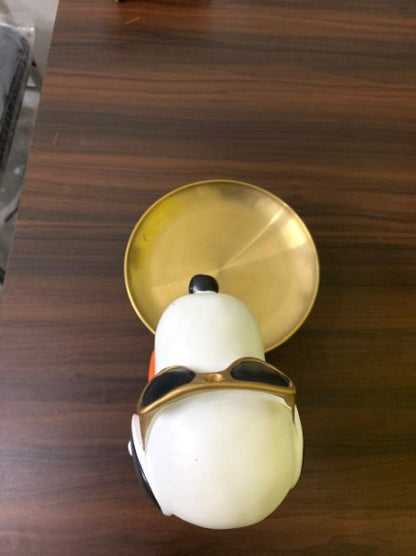 Cute Snoopy Inspired Dog Figurine Showpiece with Metal Tray