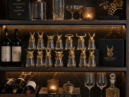 Luxury Animal Head Shot Glass Set with Black Gift Box, Premium  Golden Finish Barware