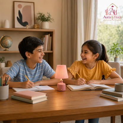 Aura & Hues Rosé Pleat Glow Ceramic Table Lamp Elegant Glossy Dusty Rose Accent Light with Blush Pleated Shade for Bedside & Vanity