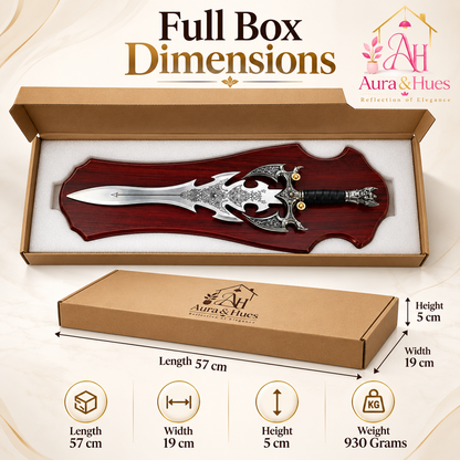 Swords - Fantasy Silver Head Sword with Wall Hanging Board