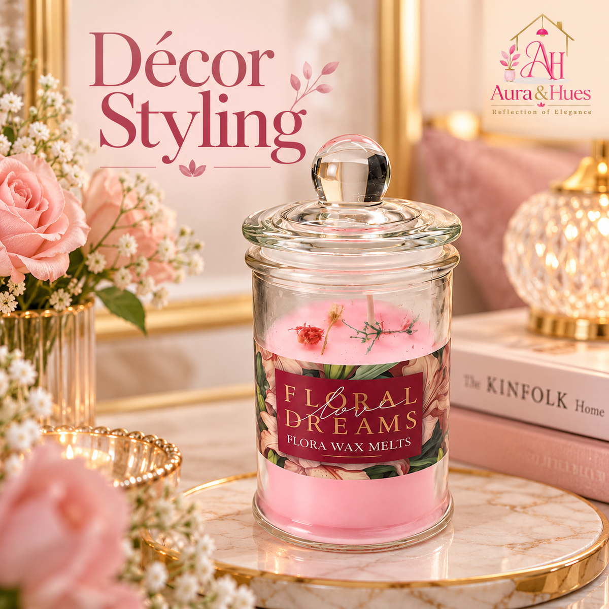 Candles Rose & Violet in Jar 2 pcs set