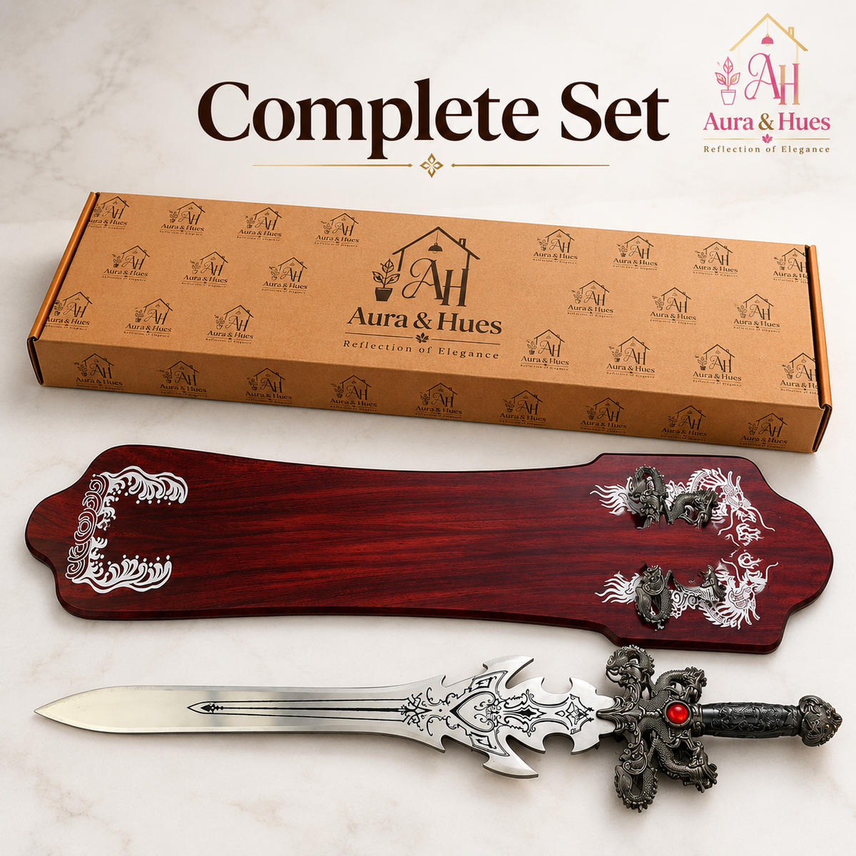 Swords - Fantasy Red Diamond Sword with Wall Hanging Board