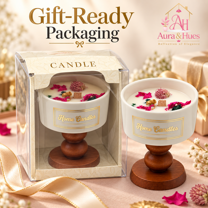 Candle with Wooden Pedestal Stand