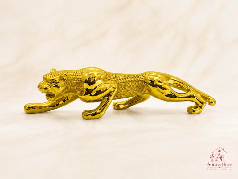 Royal Beast Golden Jaguar Decorative Showpiece