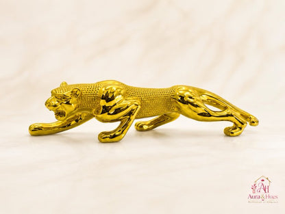 Royal Beast Golden Jaguar Decorative Showpiece