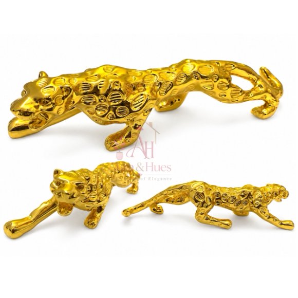 Royal Beast Golden Jaguar Decorative Showpiece