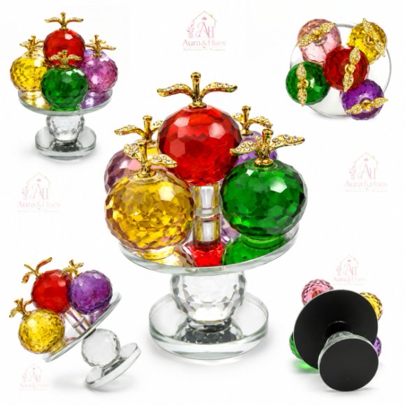 Multicolor Crystal Apples with Crystal pedestal Decorative Showpiece