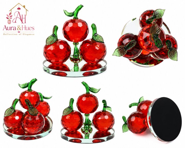 Crystal Red Apples Decorative Showpiece