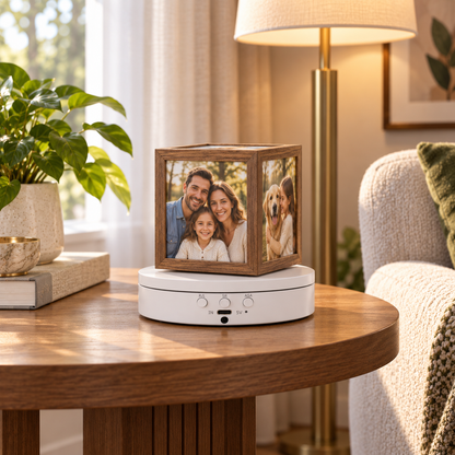 Aura & Hues 5.5-Inch 360 Degree Motorized Revolving Turntable Display Stand - White