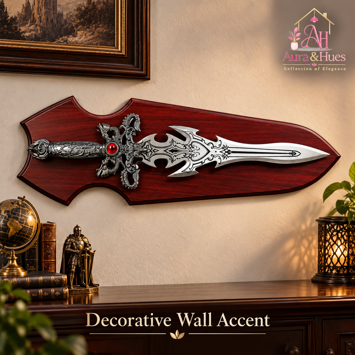 Swords - Fantasy Dragon Guard Red Diamond Sword with Wall Hanging Board