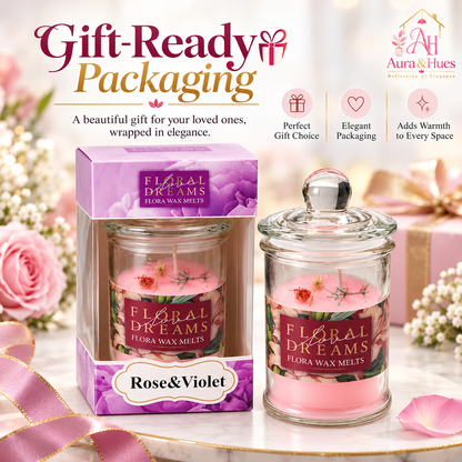 Candles Rose & Violet in Jar 2 pcs set