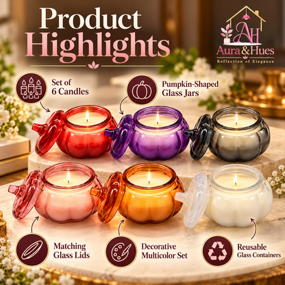 Candles in 6 Round Jars Set