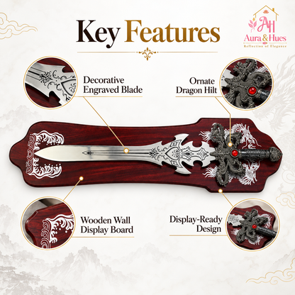 Swords - Fantasy Red Diamond Sword with Wall Hanging Board