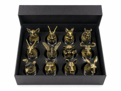 Luxury Animal Head Shot Glass Set with Black Gift Box, Premium Antique Finish Barware