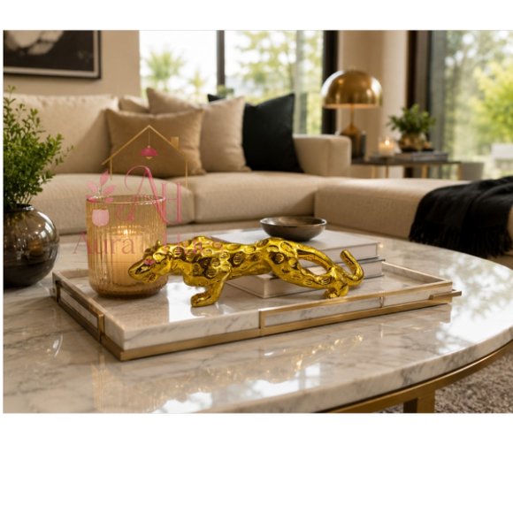 Royal Beast Golden Jaguar Decorative Showpiece