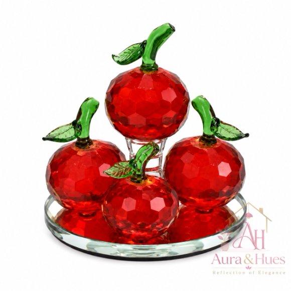 Crystal Red Apples Decorative Showpiece
