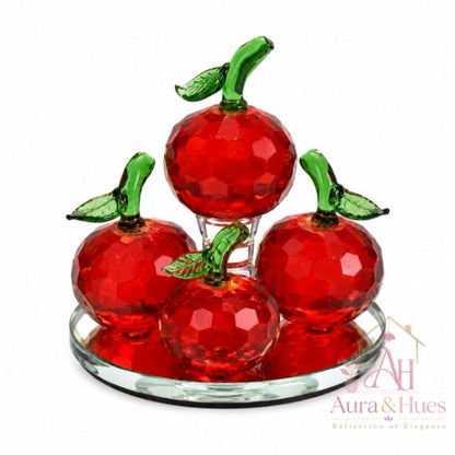 Crystal Red Apples Decorative Showpiece