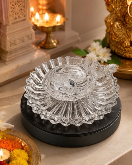 Premium Crystal Turtle Decorative Showpiece with Crystal Tray/ Luxury Feng Shui Tortoise Figurine