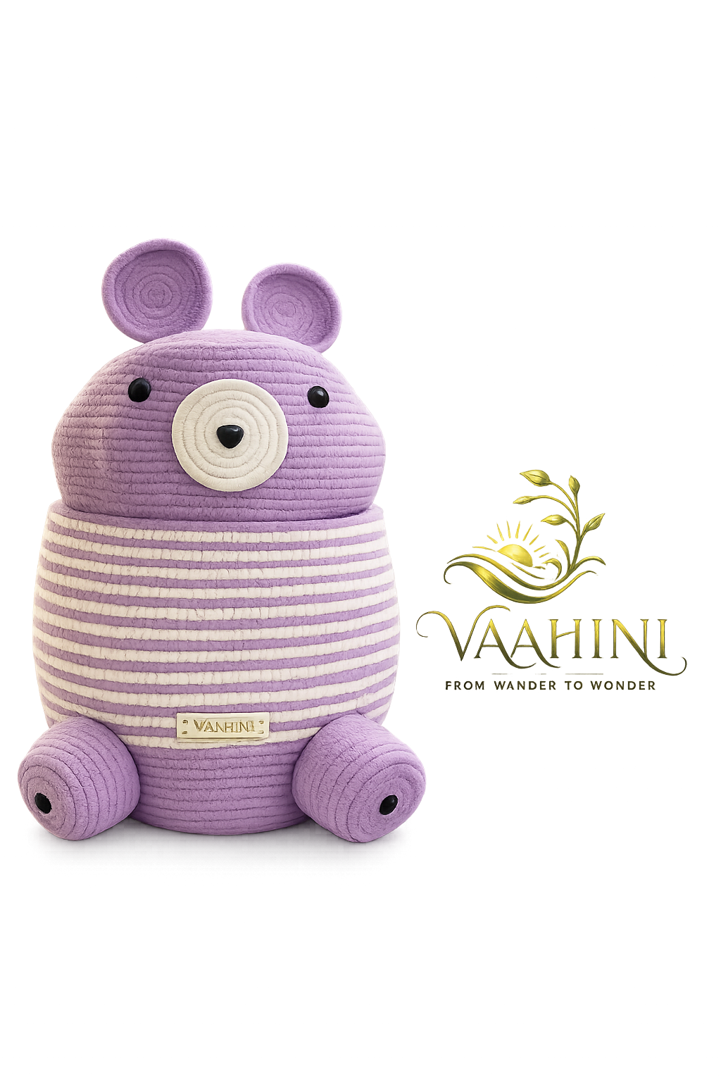 Vaahini Cotton Rope Teddy Basket Purple - Product Info