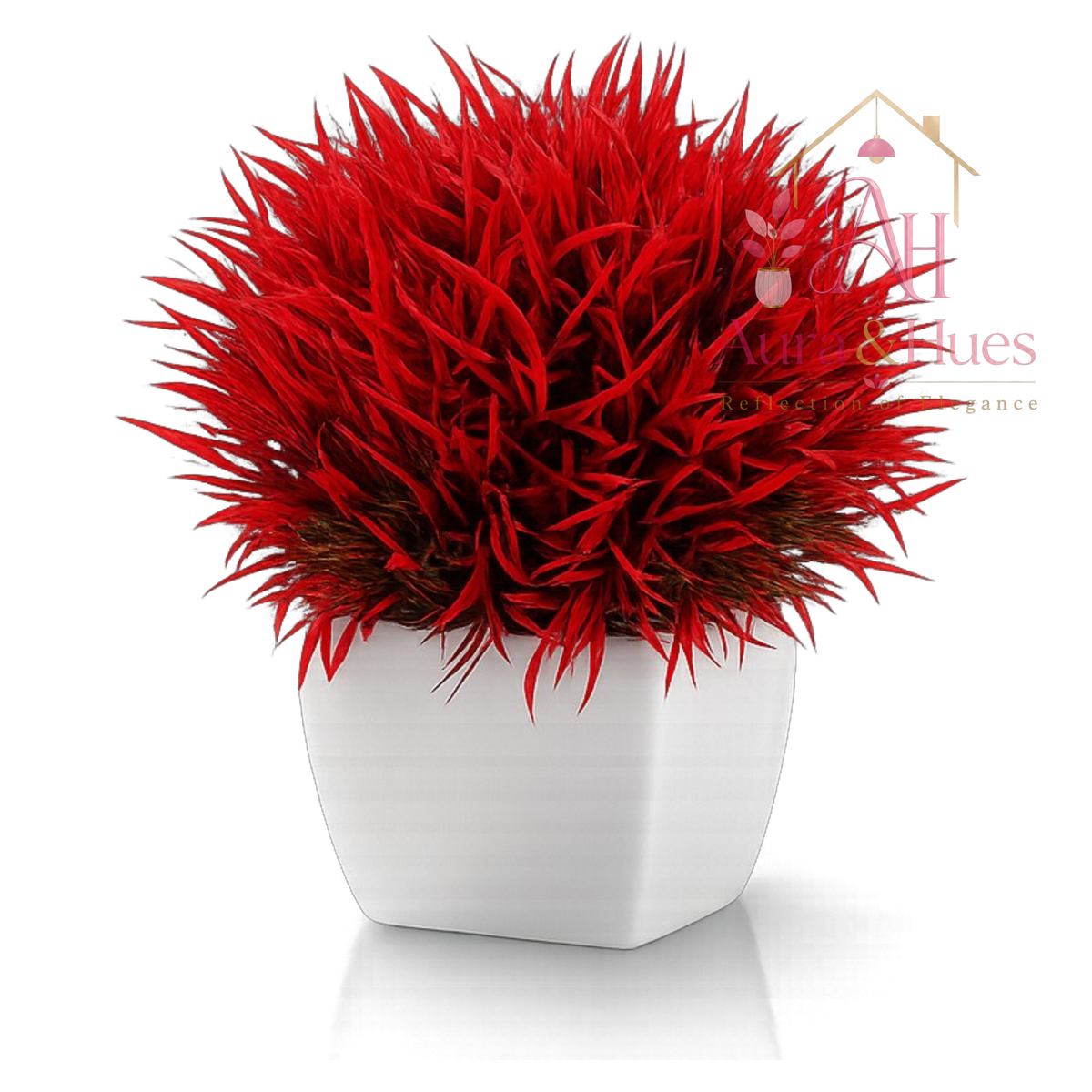 Artificial Red Potted Plant | Premium Decorative Faux Plant for Home & Office