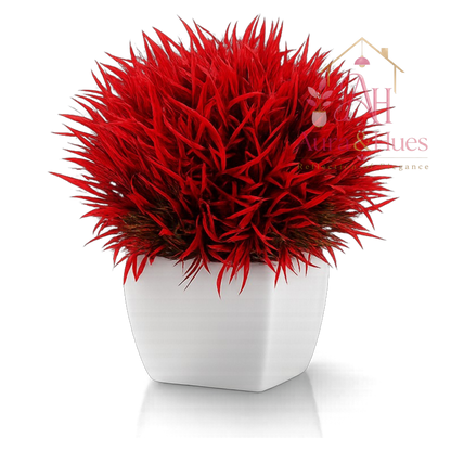 Artificial Red Potted Plant | Premium Decorative Faux Plant for Home & Office