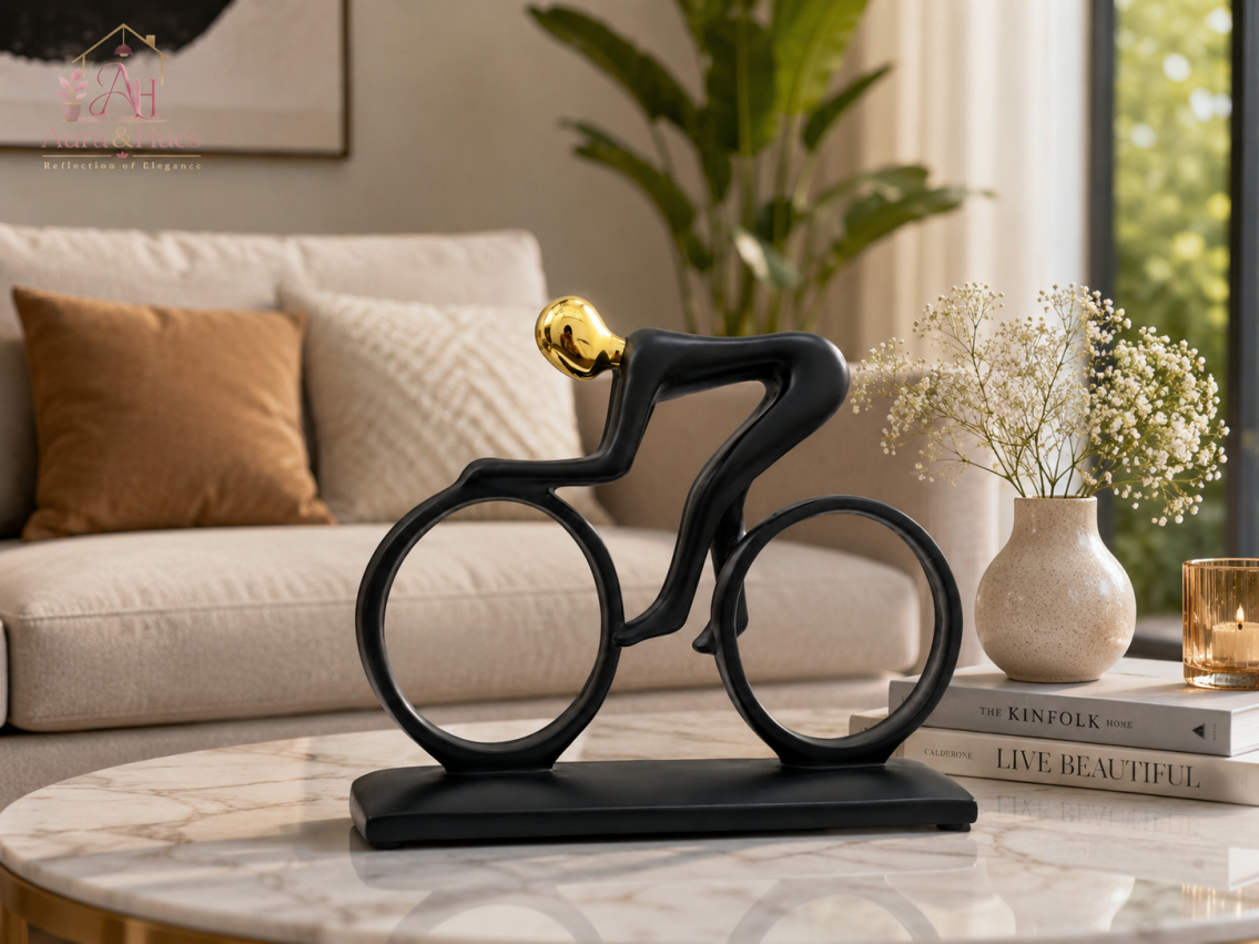 Minimalist Cyclist Showpiece, Modern Resin Bicycle Sculpture, Abstract Cycling Figurine for Home Decor