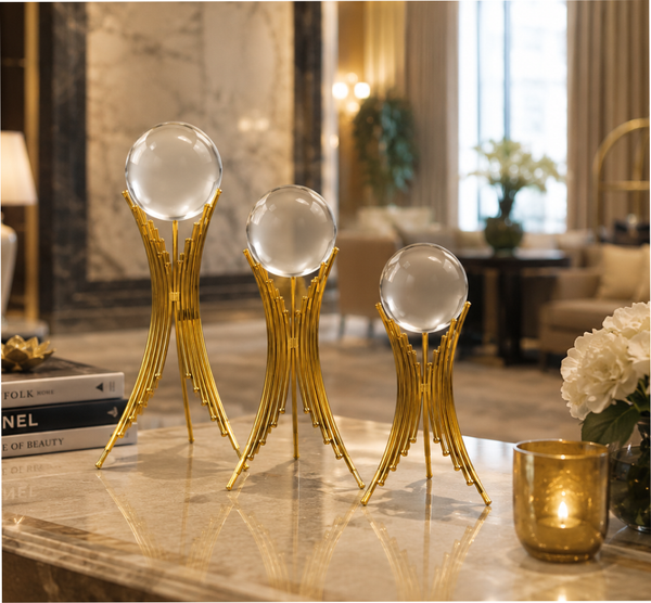 Crystal Orb Elegance Sculpture Set (Set of 3)
