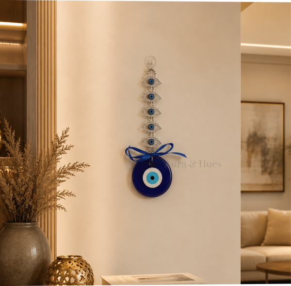Evil Eye Wall Hanging – 5 Eye Chain with Blue Nazar