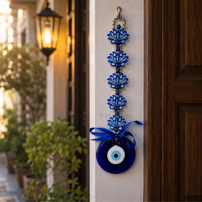 Evil Eye Lotus Wall Hanging – Cobalt Blue, AAH-50 by Aura & Hues