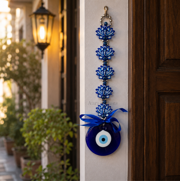 Evil Eye Lotus Wall Hanging – Cobalt Blue, AAH-50 by Aura & Hues