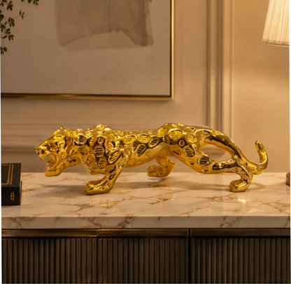 Royal Beast Golden Jaguar Decorative Showpiece